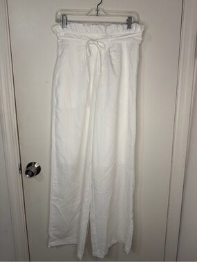 Paperbag Waist Wide-Leg Pants in White